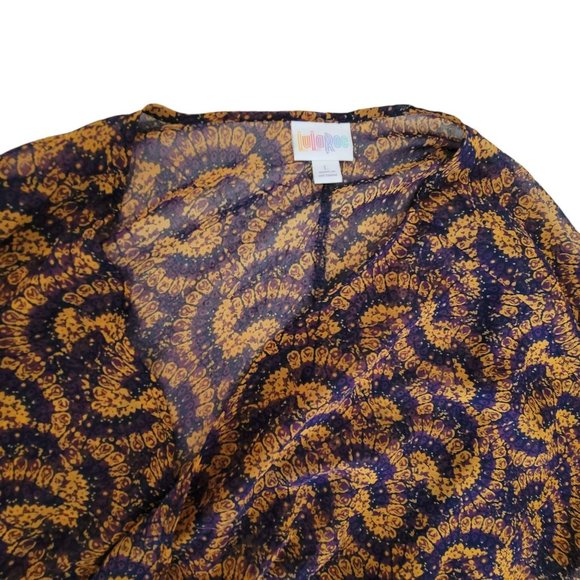 LulaRoe Purple Orange Swim Cover or Sheer Jacket Robe Woman's L LH8058 - Picture 4 of 7